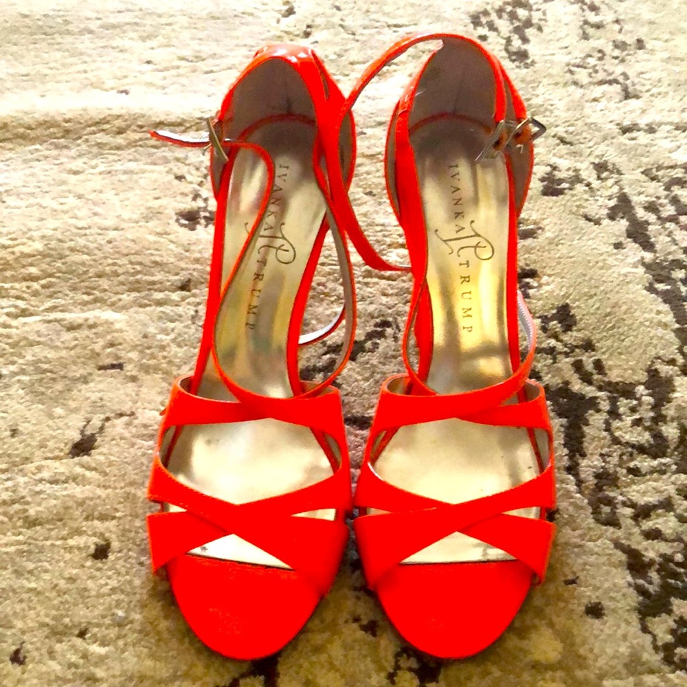 Ivanka Trump NEON Orange High Heel Sandal size 8